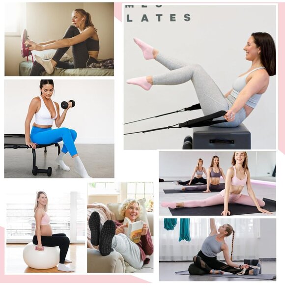 🆕Women Black Cotton Grip Socks Non-Slip Yoga Pilates Ballet Barefoot 6 Pack - Picture 6 of 6